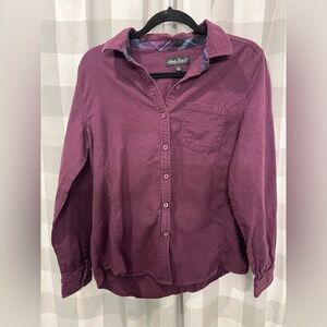 North River Plum Button-Front Casual Shirt Cotton